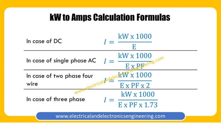 kW to Amps Conversion Formula - Electrical and Electronics Engineering